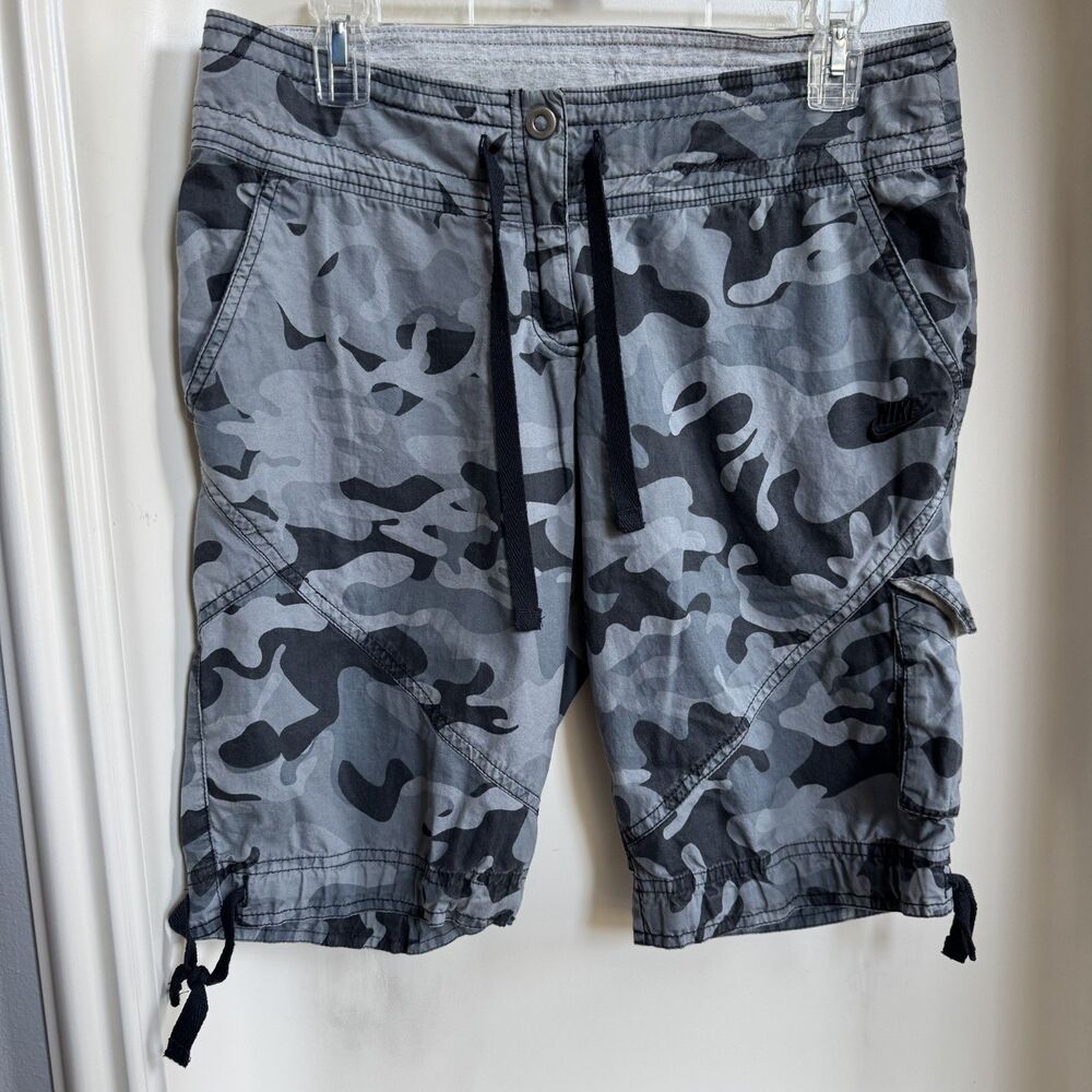 Nike Men's Gray Camo Drawstring Cargo Shorts Size S